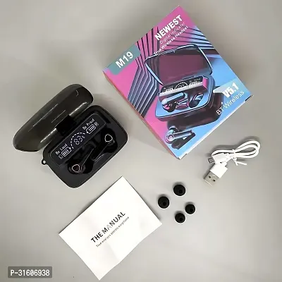 M-19 Earbuds Tws Touch Mirror Digital Display Wireless Bluetooth With Microphone-thumb0