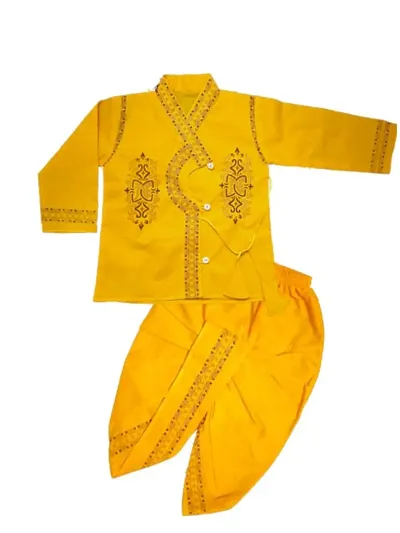 Modina Enterprises Boys Kids Blend Regular Fit Solid Full Sleeve Kurta and Dhoti Pant Set with Elegant Design