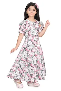 Modina Enterprises Girls Kids Art Silk Round Neck Flared/A-line Half Sleeves Midi/Knee Length Stritched Gown Dress with Elegant Design-thumb3