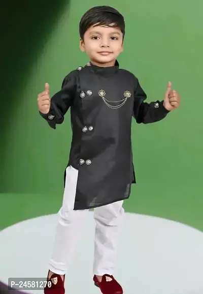 Classic Cotton Blend Kurta Set For Boys