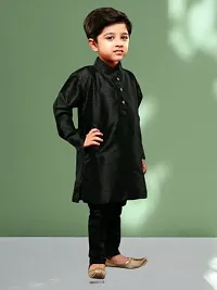 Modina Enterprises Boys Kids Dupion Silk Regular Fit Solid Full Sleeve Ethnic Wear Kurta and Churidar Set with Elegant Design-thumb2