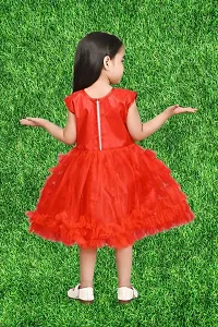 Modina Enterprises Girls Kids Net Round Neck Sleeveless Midi/Knee Length Frock Dress with Elegant Design-thumb1