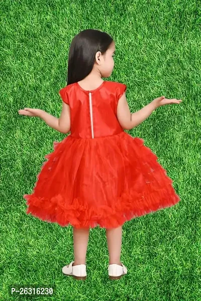 Modina Enterprises Girls Kids Net Round Neck Sleeveless Midi/Knee Length Frock Dress with Elegant Design-thumb2