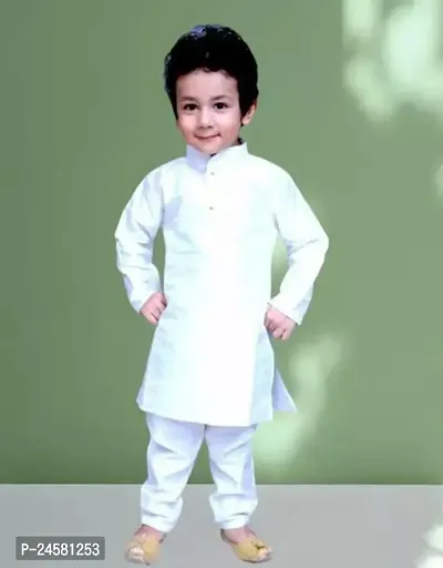 Classic Cotton Blend Kurta Set For Boys-thumb0