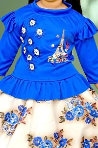 Modina Enterprises Girls Kids Satin Blend Round Neck 3/4 Sleeve Midi/Knee Length Top  Skirt Two Piece Dress with Elegant Design-thumb4