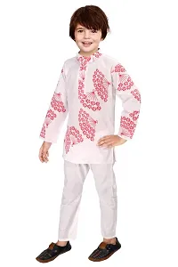 Modina Enterprises Boys Kids Pure Cotton Regular Fit Printed Full Sleeve Kurta and Pyjama Set with Elegant Design-thumb2