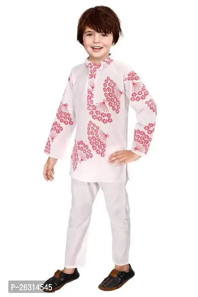 Modina Enterprises Boys Kids Pure Cotton Regular Fit Printed Full Sleeve Kurta and Pyjama Set with Elegant Design-thumb3