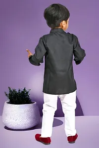 Modina Enterprises Boys Kids Cotton Blend Regular Fit Solid Full Sleeve Kurta and Pyjama Set with Elegant Design-thumb1