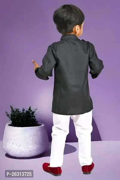 Modina Enterprises Boys Kids Cotton Blend Regular Fit Solid Full Sleeve Kurta and Pyjama Set with Elegant Design-thumb2
