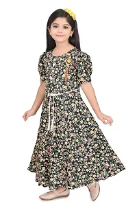 Modina Enterprises Girls Kids Cotton Blend Round Neck Graphic Printed Half Sleeves Midi/Knee Length Gown Dress with Elegant Design-thumb3