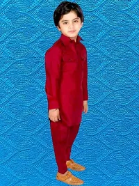 Modina Enterprises Boys Kids Cotton Blend Regular Fit Solid Full Sleeve Pathani Suit Set With Elegant Design-thumb2