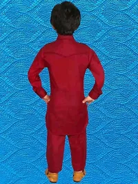 Modina Enterprises Boys Kids Cotton Blend Regular Fit Solid Full Sleeve Pathani Suit Set With Elegant Design-thumb1