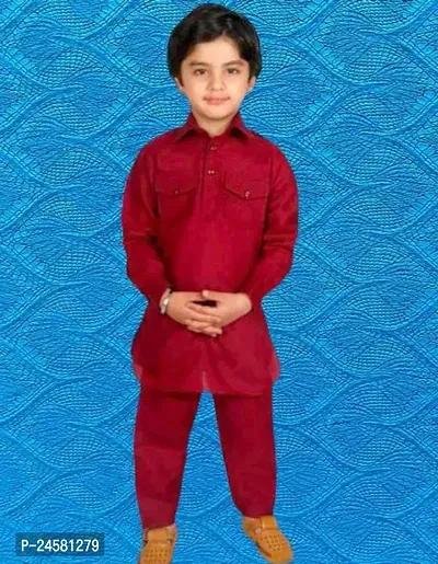 Classic Cotton Blend Kurta Set For Boys-thumb0