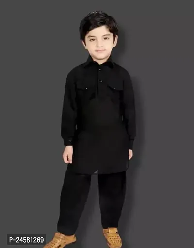 Classic Cotton Blend Kurta Set For Boys-thumb0