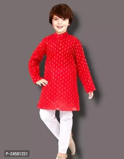 Classic Cotton Blend Kurta Set For Boys-thumb0