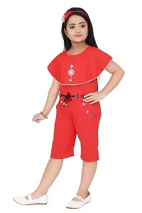 Modina Enterprises Girls Kids Crepe Round Neck Sleeveless Midi/Knee Length Regular Jumpsuit Dress With Elegant Design-thumb2