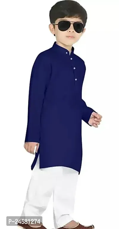 Classic Cotton Blend Kurta Set For Boys-thumb0