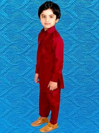 Modina Enterprises Boys Kids Cotton Blend Regular Fit Solid Full Sleeve Pathani Suit Set With Elegant Design-thumb3