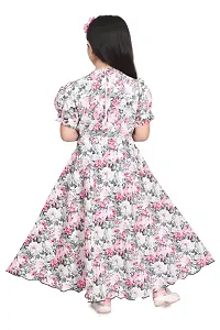 Modina Enterprises Girls Kids Art Silk Round Neck Flared/A-line Half Sleeves Midi/Knee Length Stritched Gown Dress with Elegant Design-thumb2