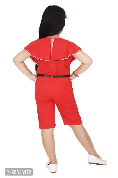 Modina Enterprises Girls Kids Crepe Round Neck Sleeveless Midi/Knee Length Regular Jumpsuit Dress With Elegant Design-thumb2