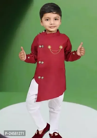 Classic Cotton Blend Kurta Set For Boys-thumb0