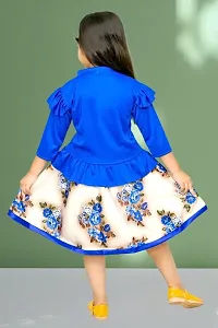 Modina Enterprises Girls Kids Satin Blend Round Neck 3/4 Sleeve Midi/Knee Length Top  Skirt Two Piece Dress with Elegant Design-thumb1
