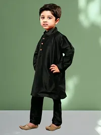 Modina Enterprises Boys Kids Dupion Silk Regular Fit Solid Full Sleeve Ethnic Wear Kurta and Churidar Set with Elegant Design-thumb3