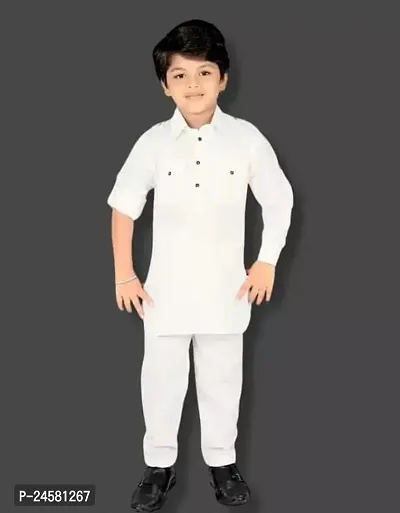 Classic Cotton Blend Kurta Set For Boys-thumb0