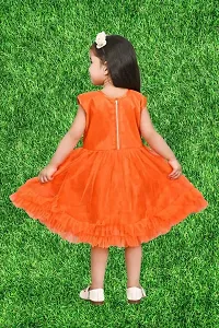 Modina Enterprises Girls Kids Net Round Neck Sleeveless Midi/Knee Length Frock Dress with Elegant Design-thumb1