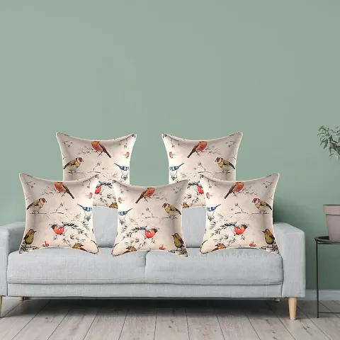 Pack of 5- Bird Print Cushion Covers