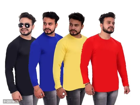 Classic Cotton Solid Tshirt for Men, Pack of 4