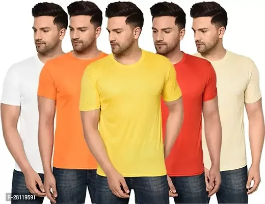 Classic Cotton Blend Solid Tshirt for Men, Pack of 5