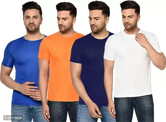 Classic Cotton Blend Solid Tshirt for Men, Pack of 4