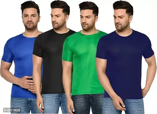 Classic Cotton Blend Solid Tshirt for Men, Pack of 4-thumb0