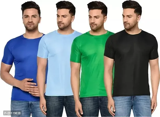 Classic Cotton Blend Solid Tshirt for Men, Pack of 4