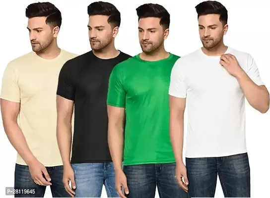 Classic Cotton Blend Solid Tshirt for Men, Pack of 4-thumb0