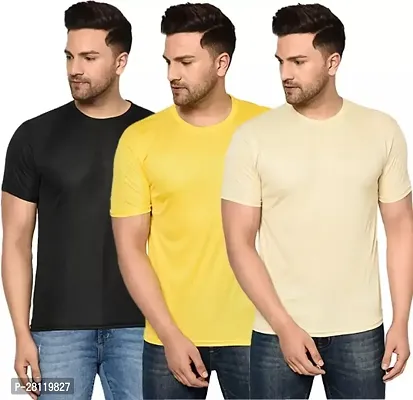 Classic Cotton Blend Solid Tshirt for Men, Pack of 3-thumb0