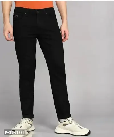 Comfortable Black Denim Mid-Rise Jeans For Men-thumb0