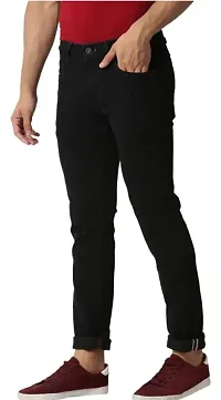 Comfortable Black Denim Mid-Rise Jeans For Men-thumb2