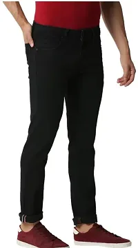 Comfortable Black Denim Mid-Rise Jeans For Men-thumb1