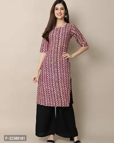 Stylish A-Line Pink Striped Cotton Kurta for Women-thumb0