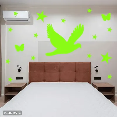 Ashamoha Pigeon Star Buterfly Themed Beautiful Medium Galaxy of Stars Radium Night Glow for Kid Room Wall Sticker