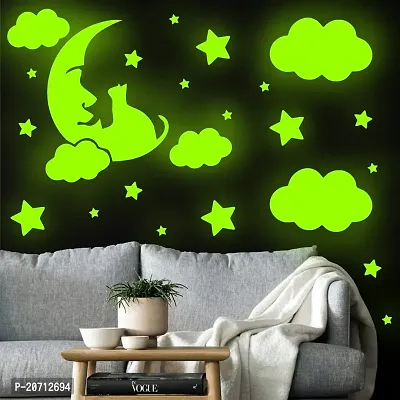 Glow in The Dark Stars for Ceiling or Wall Stickers Glowing Star Cat Clouds Stickers Room Decor Kit Galaxy Glow Star Set and Solar System Redium for Kids Bedroom Decoration