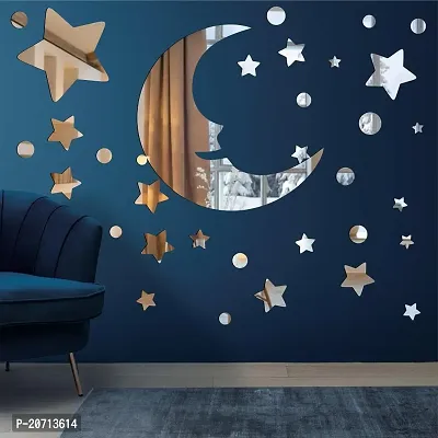 Stars for Wall Stickers Star Moon Round Dot Stickers for Kids Bedroom Self Adhesive Sticker Sliver Pack of 1-thumb0