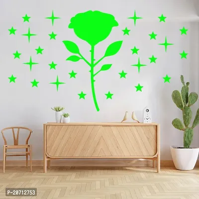 Ashamoha Love Flower Themed Beautiful Medium Galaxy of Stars Radium Night Glow for Living Room Wall Sticker-thumb0