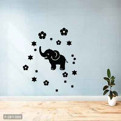 Home Decor Star Elephant Stickers Room Dcor Kit for Kids Bedroom Self Adhesive Sticker Black Pack of 1