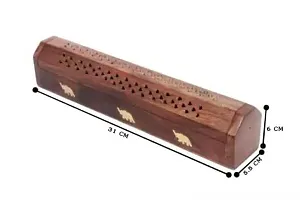 Anaya Afroz Wooden Agarbatti Stand with Ash Catcher  Dhoop Stick Holder, Agarbatti Stand Incense Holder |Wooden Incense Stick Holder for Home/Temple Decor/Diwali Decoration-thumb3