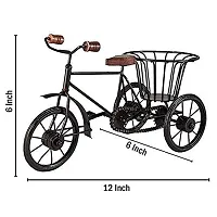 Anaya Afroz Iron Wrought Miniature Rickshaw Showpiece Antique Cycle with Flower Basket Vase for Decoration-thumb2