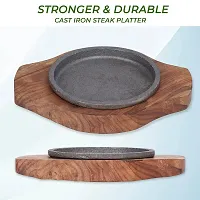 Anaya Afroz Serving Plate Brownie Sizzler Tray with Wooden Base, 6 inch (Pack of 1)-thumb2