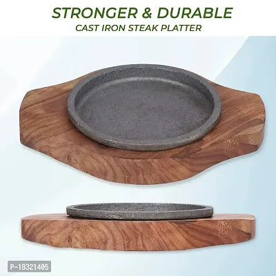 Anaya Afroz Serving Plate Brownie Sizzler Tray with Wooden Base, 6 inch (Pack of 1)-thumb3